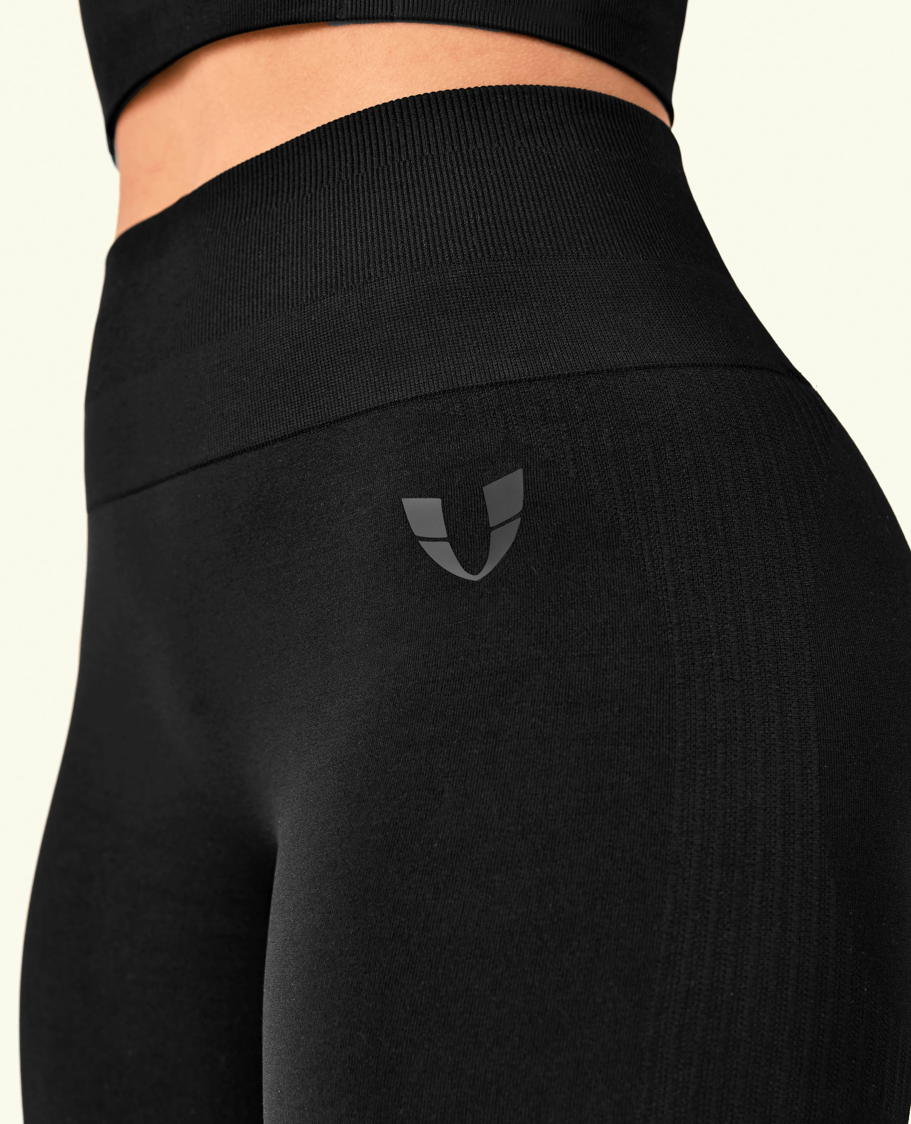 Ribbed Butt Lift Leggings - Black Fade Resistant Studio Practice