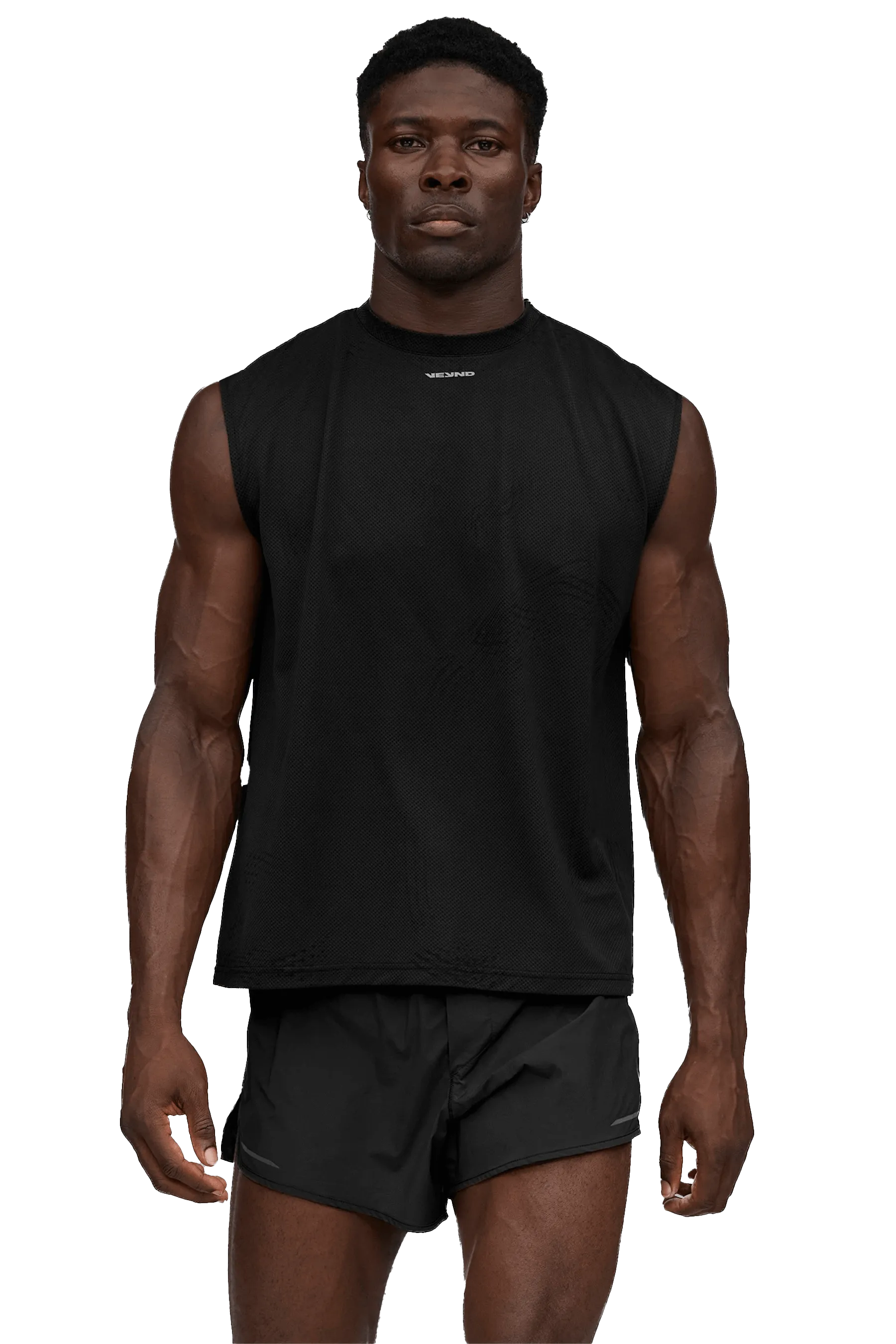 SLEEVELESS BOXY T-SHIRT CROSS GRAPHIC - Black Reflective Safety Trim Anti Sag Reinforced Stitching