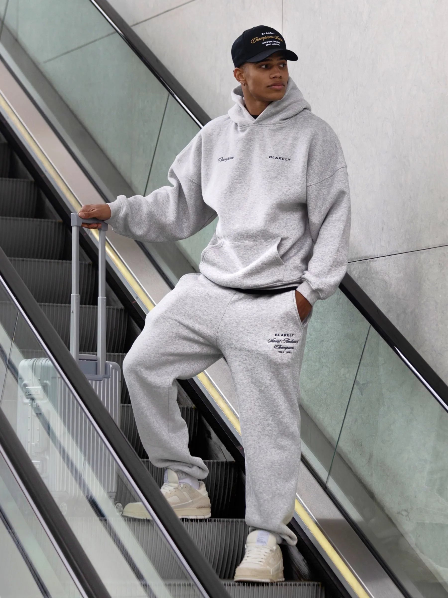 Legacy Relaxed Sweatpants - Marl Grey Laser Cut Edges Effortless Comfort