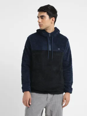 Shape Retention Fresh Vibe Men's Solid Blue Hooded Sweatshirt