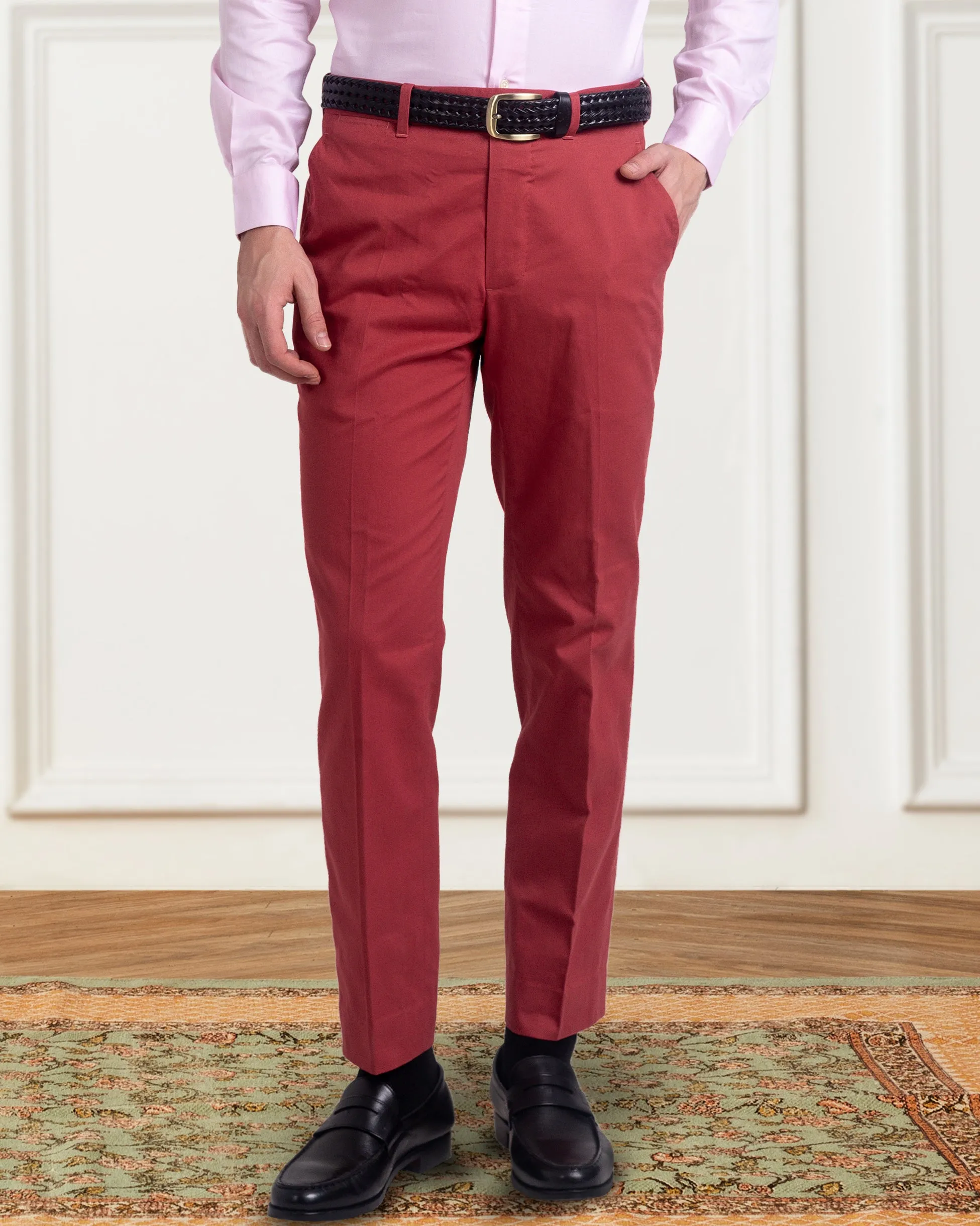 Dugdale Cotton Brick Red Twill Pant Stain Release Finish