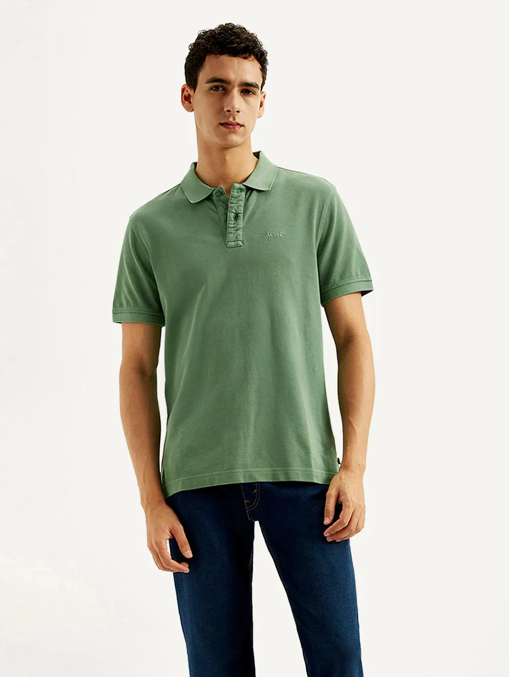 Men's Solid Overdyed Slim Fit Polo T-shirt Weekend Outing