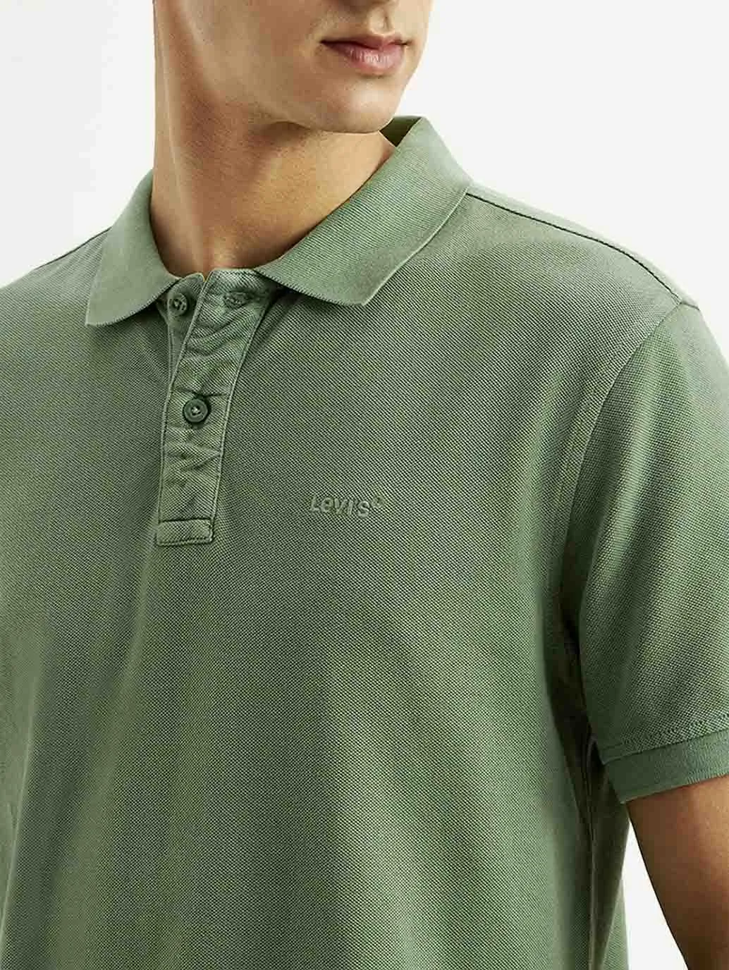 Men's Solid Overdyed Slim Fit Polo T-shirt Formal Edge