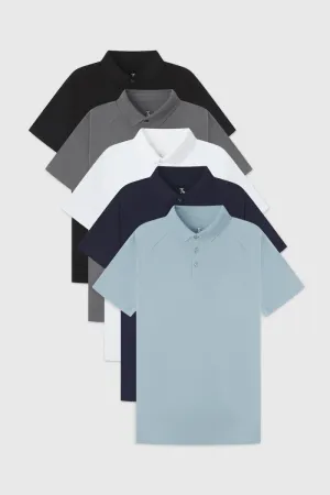Athletic Fit Arctic Polo Shirt 5-Pack Ventilated Side Gussets NoChafe Collar Lining