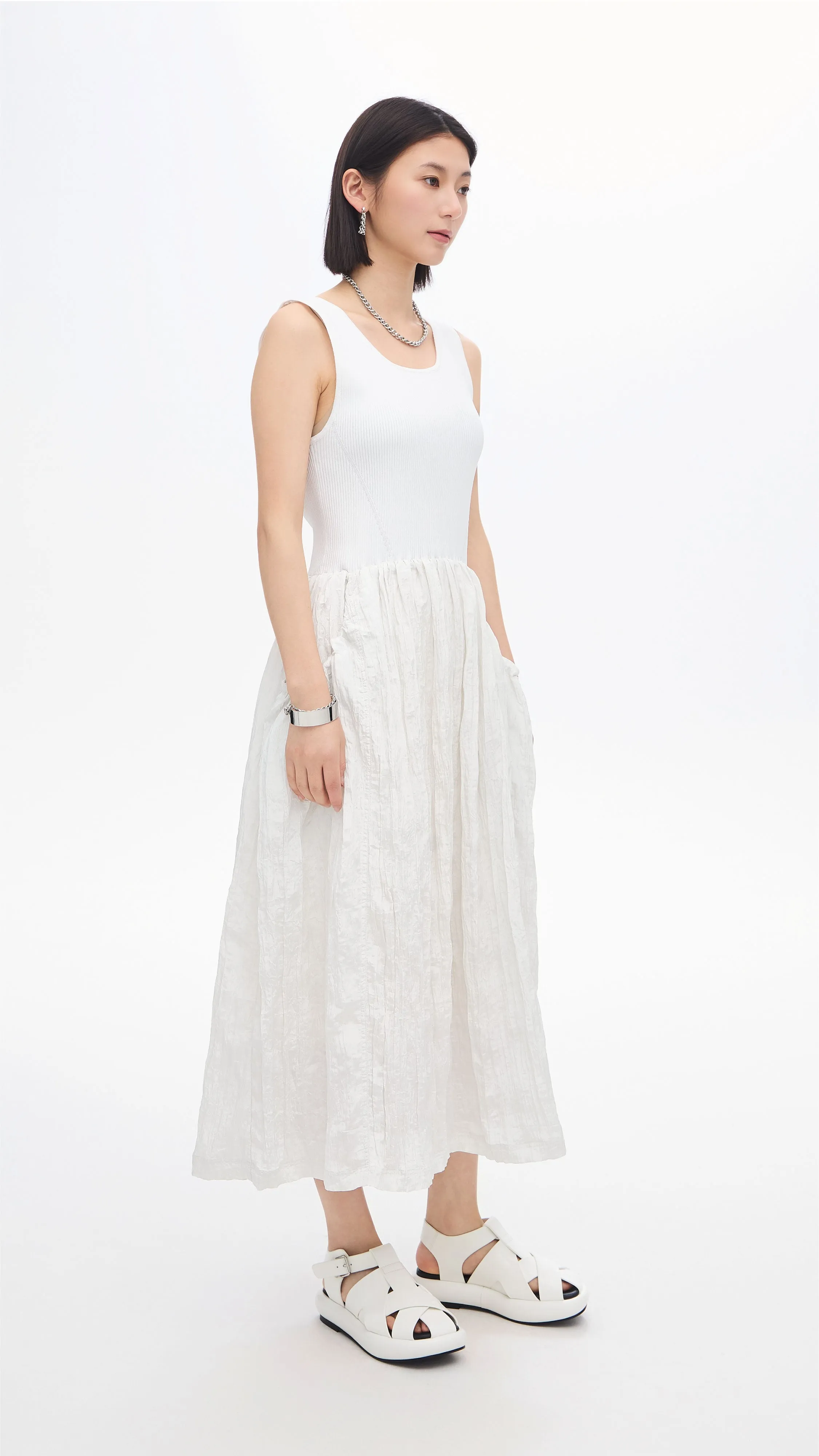 Nylon Patch Knit Dress DoubleLayerReinforcement Future Edge