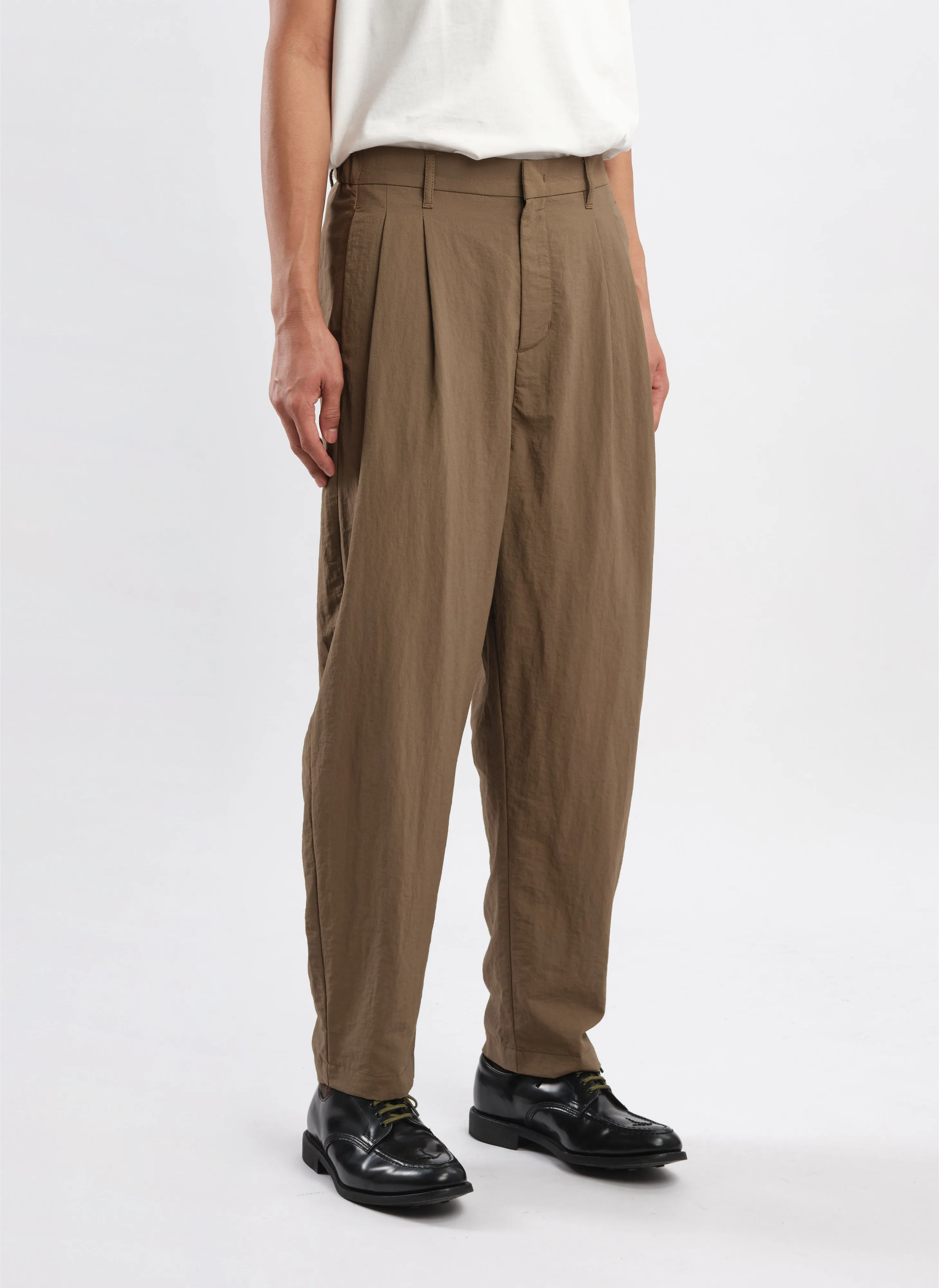Polyester Rayon Business Resort Wide Tapered Pants (P-12) Virtual Fit NonBindingCollar
