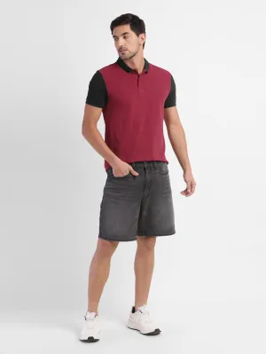 Striped Design Durable Cotton Men's Colorblock Polo T-shirt