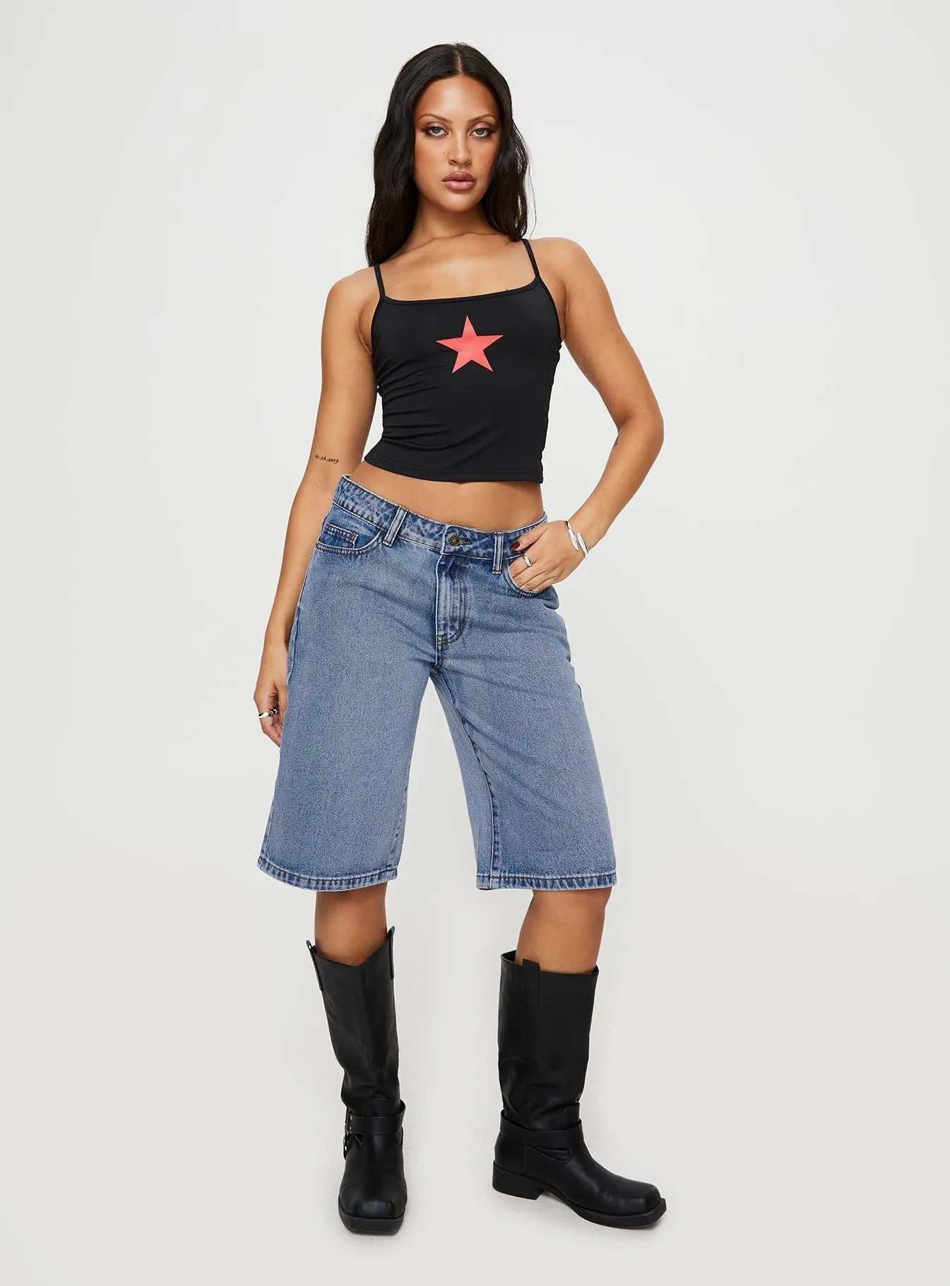 Kurt Denim Culottes Acid Wash Green Fit