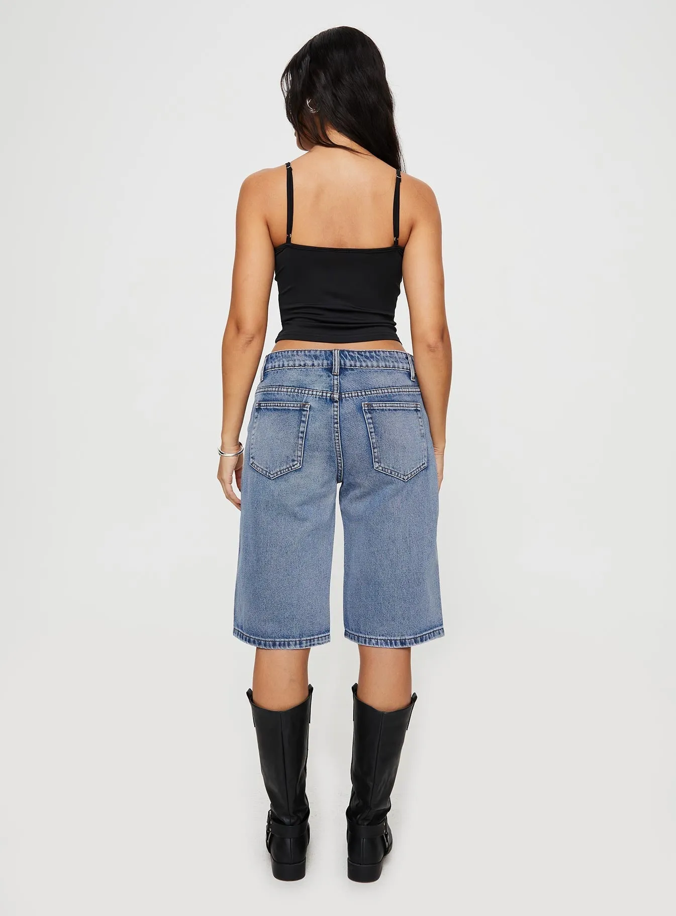 Reinforced Stress Points DoubleLayered Fabric Kurt Denim Culottes Acid Wash