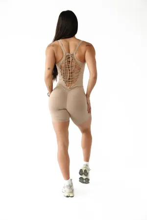Relaxed Basic Loose Friends Frosted Toffee Web Bodysuit