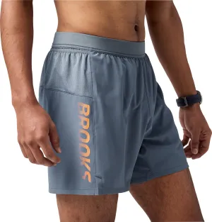 Brooks Journey 5 Inch Mens Running Shorts - Grey FasteningLoops