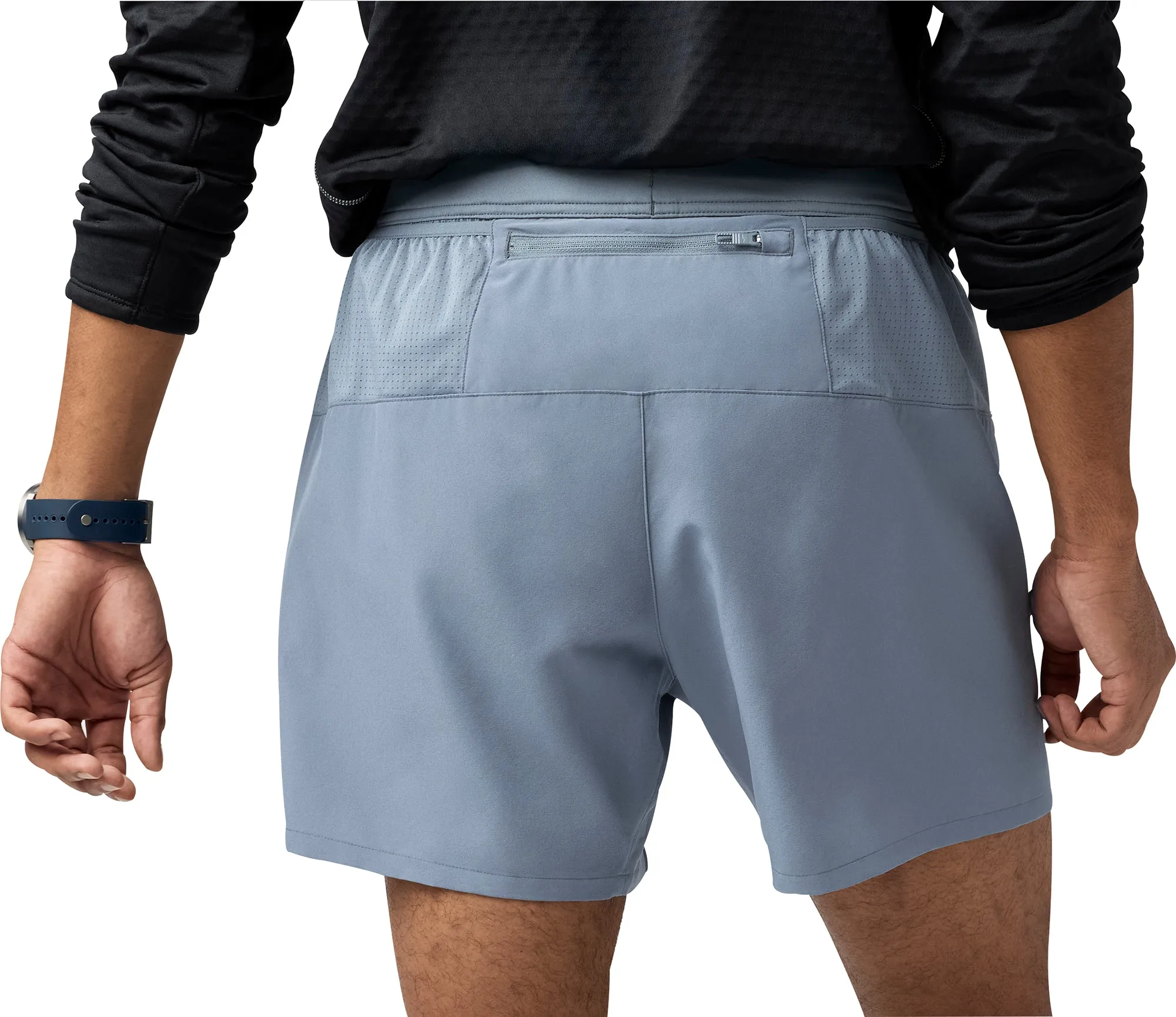 Flatlock Seams Brooks Journey 5 Inch Mens Running Shorts - Grey