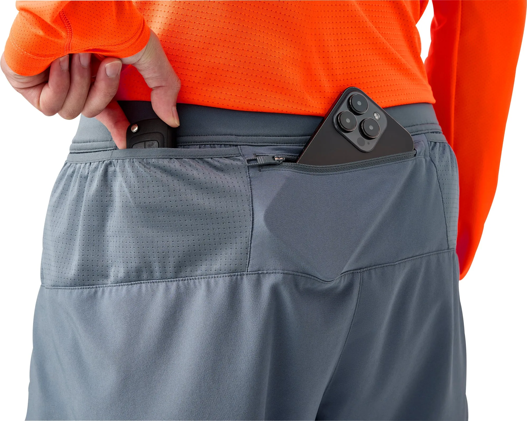 colorful Brooks Journey 5 Inch Mens Running Shorts - Grey