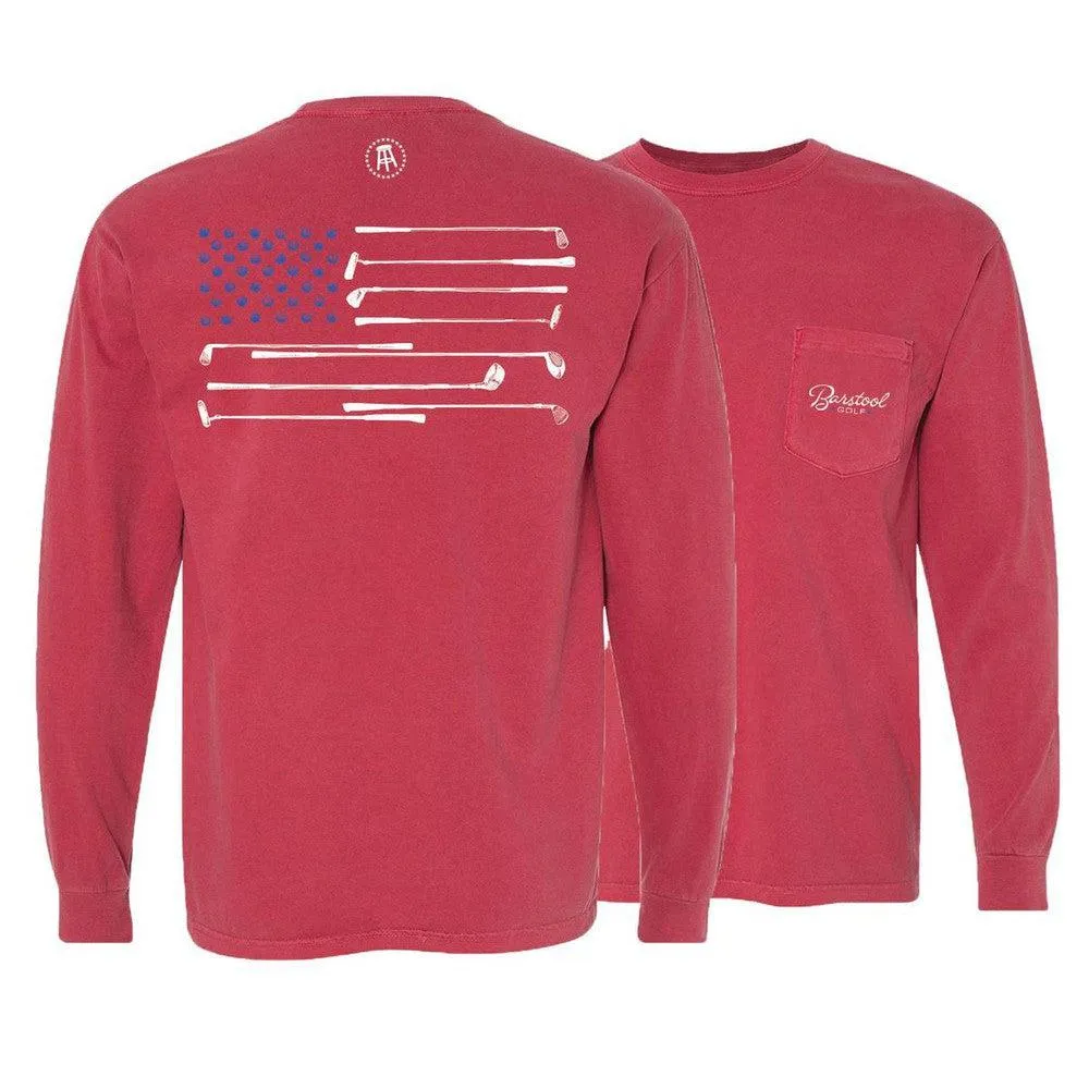 Barstool Golf Flag Long Sleeve Pocket Tee Subtle Logo Placement Comfortable Weave