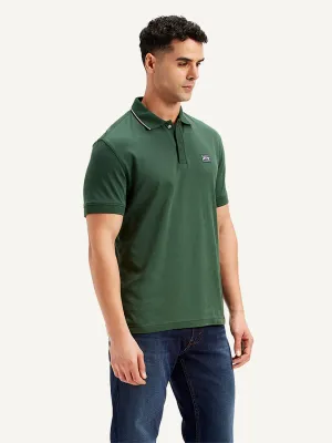 Sweat Resistant Lining Weekend Outing Men's Solid Slim Fit Polo T-Shirt