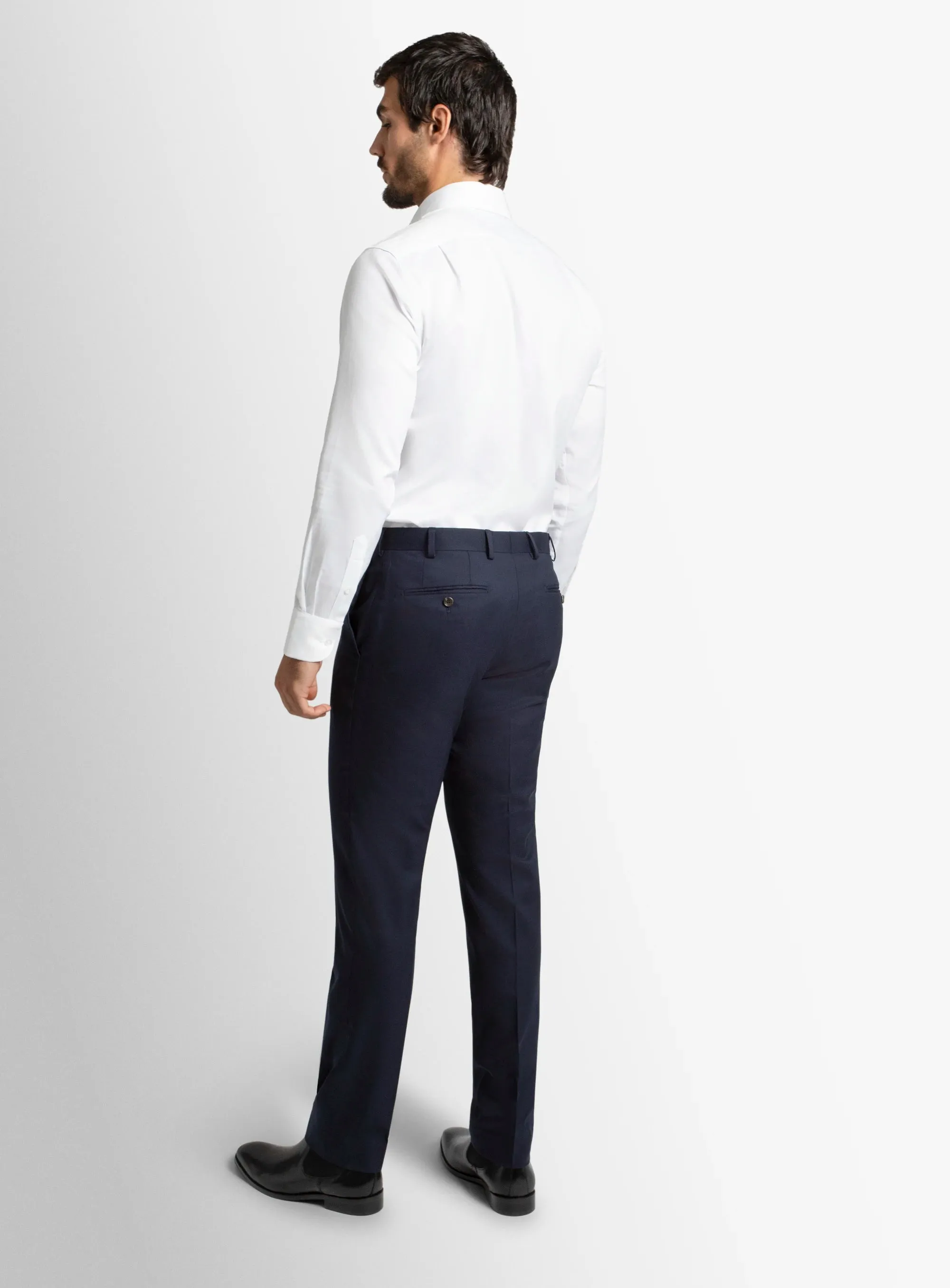 Adjustable Closure Dexter Twill Navy Suit Trousers