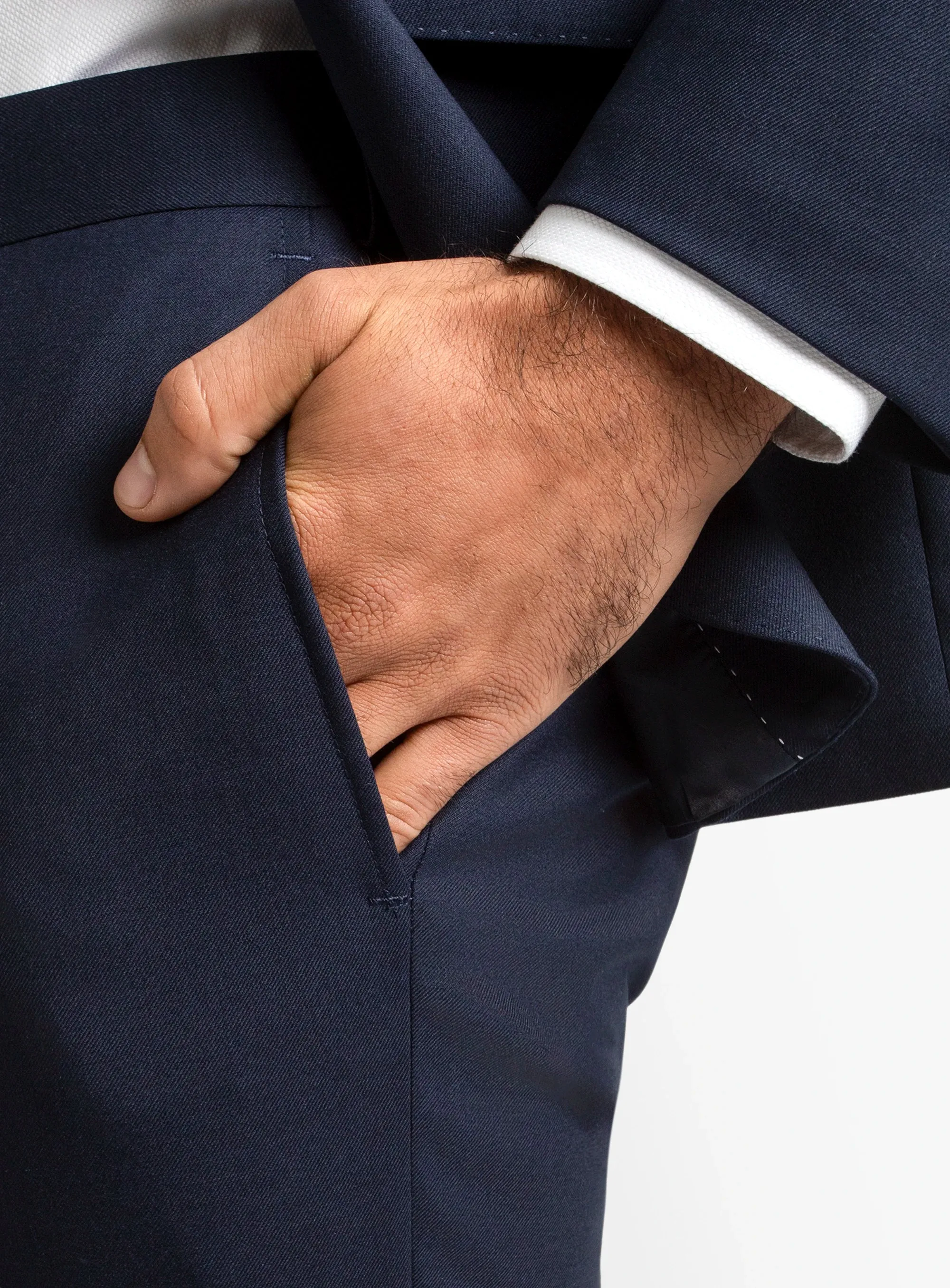 Ripped design Dexter Twill Navy Suit Trousers