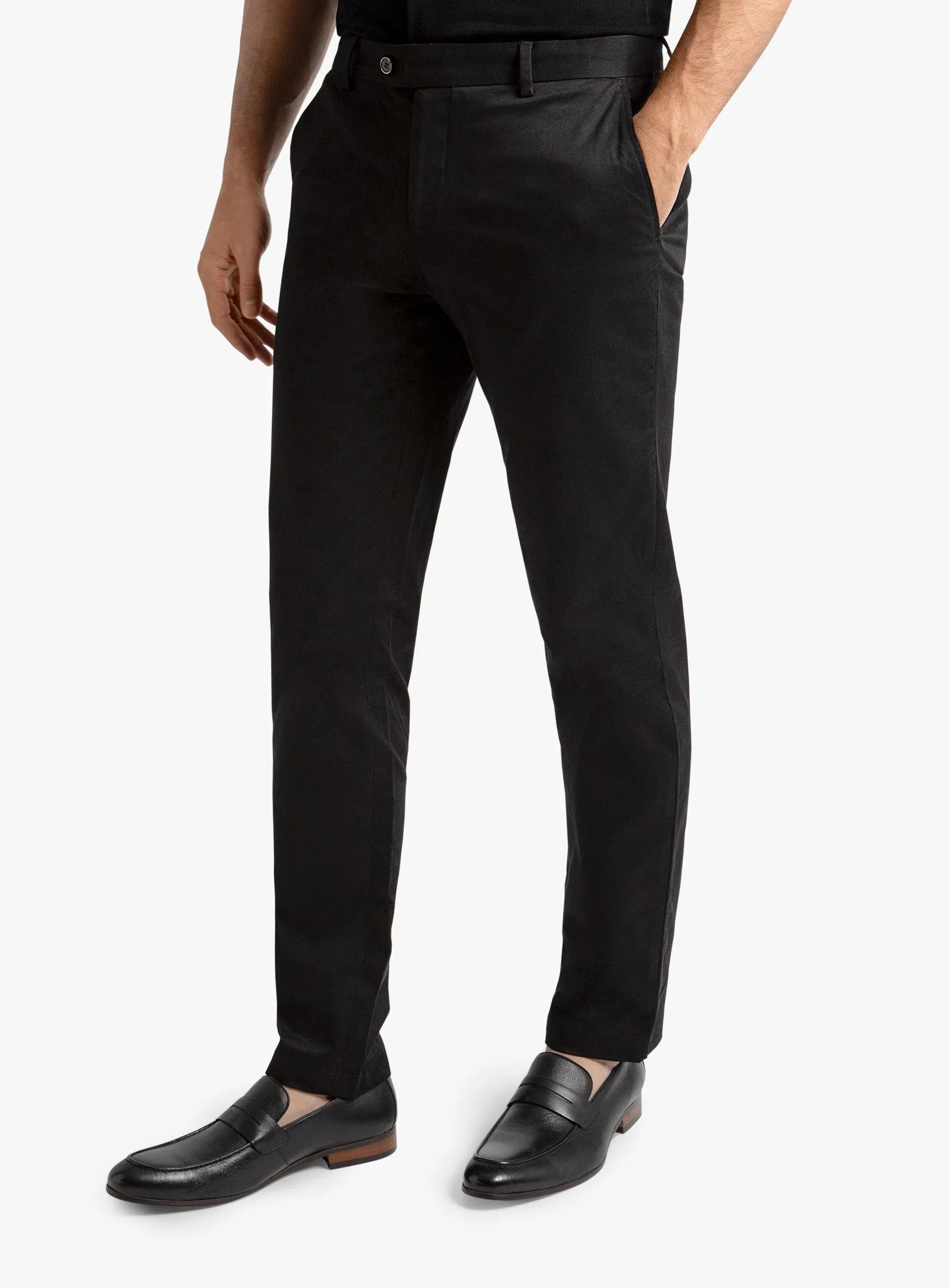 Fashion-Forward Perfectly Fit Brera Cotton Black Chino Pants