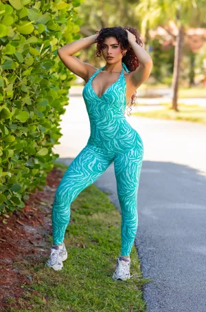 Electric Zebra Butt Scrunch Bodysuit Relax Loose