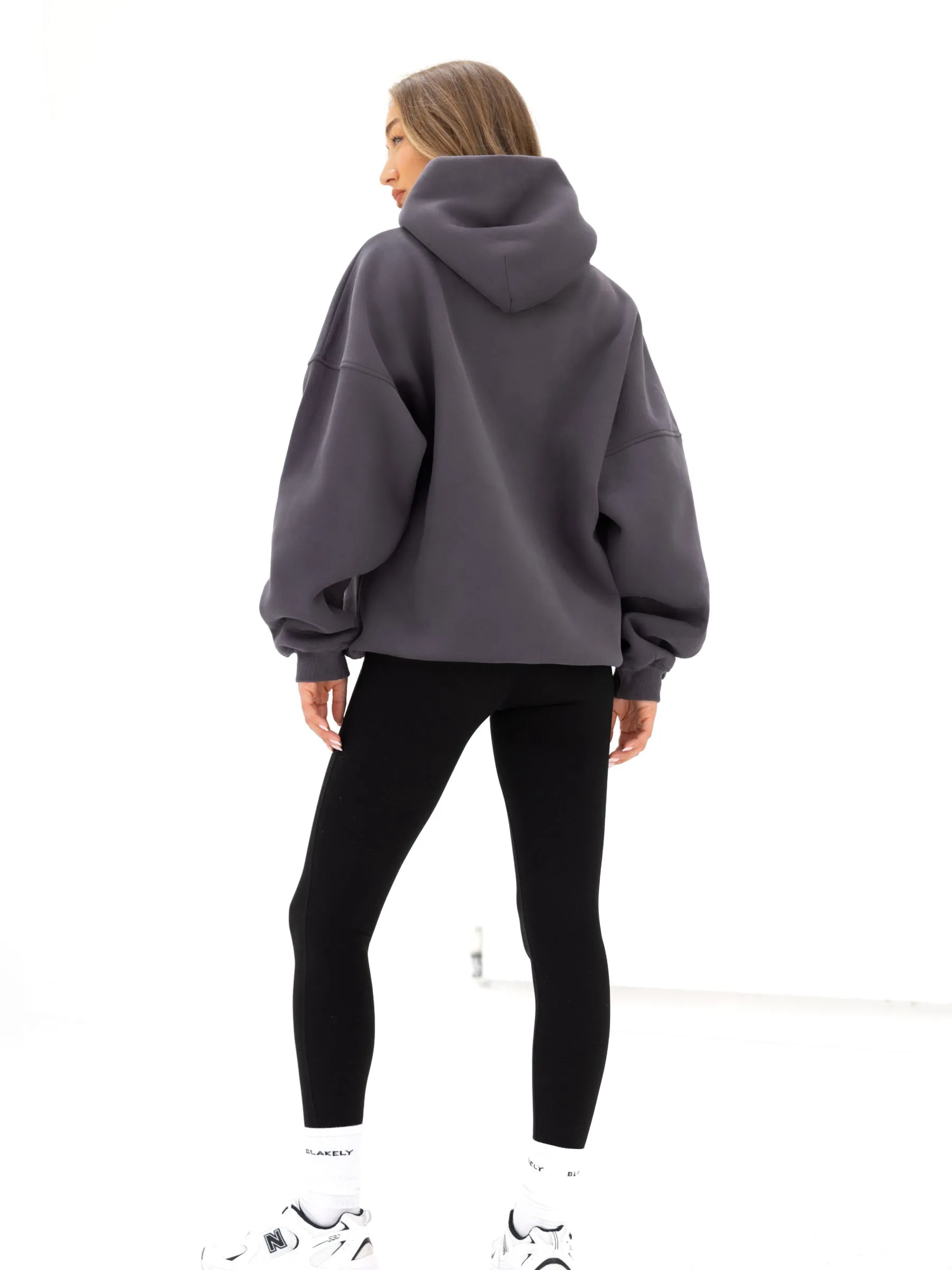 Logo Oversized Hoodie - Charcoal Lightweight Warmth Lightweight Material