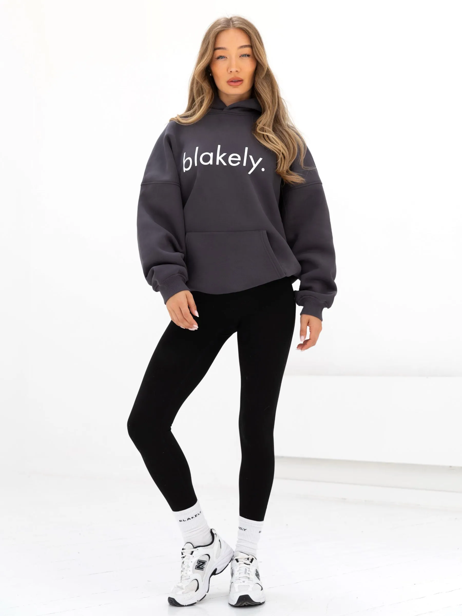 Logo Oversized Hoodie - Charcoal Stylish Detail Smooth Zipper Glide
