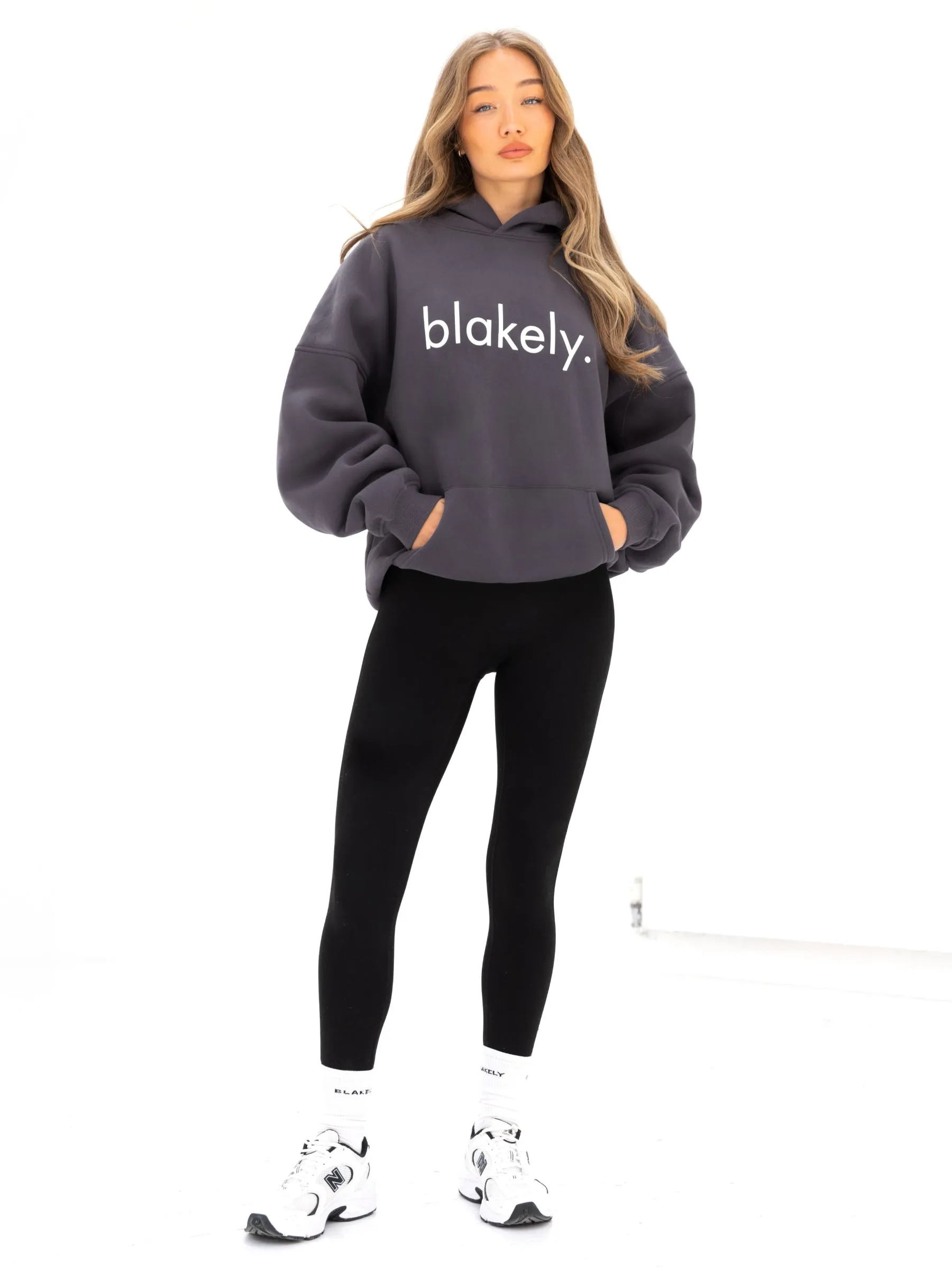 Relaxed Cut Logo Oversized Hoodie - Charcoal