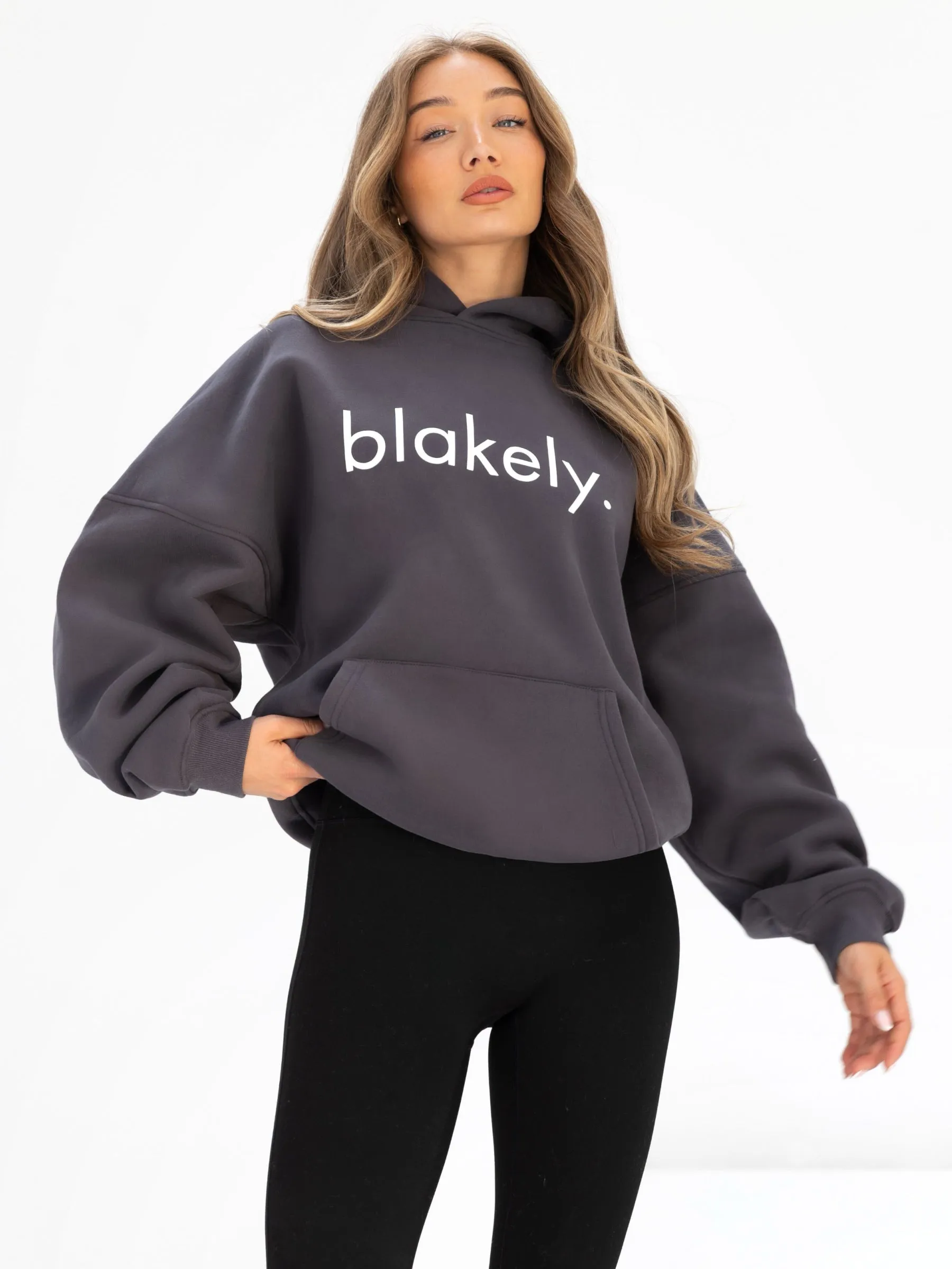 Rat like Logo Oversized Hoodie - Charcoal