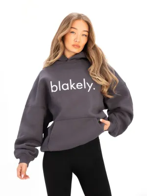 light colors Logo Oversized Hoodie - Charcoal