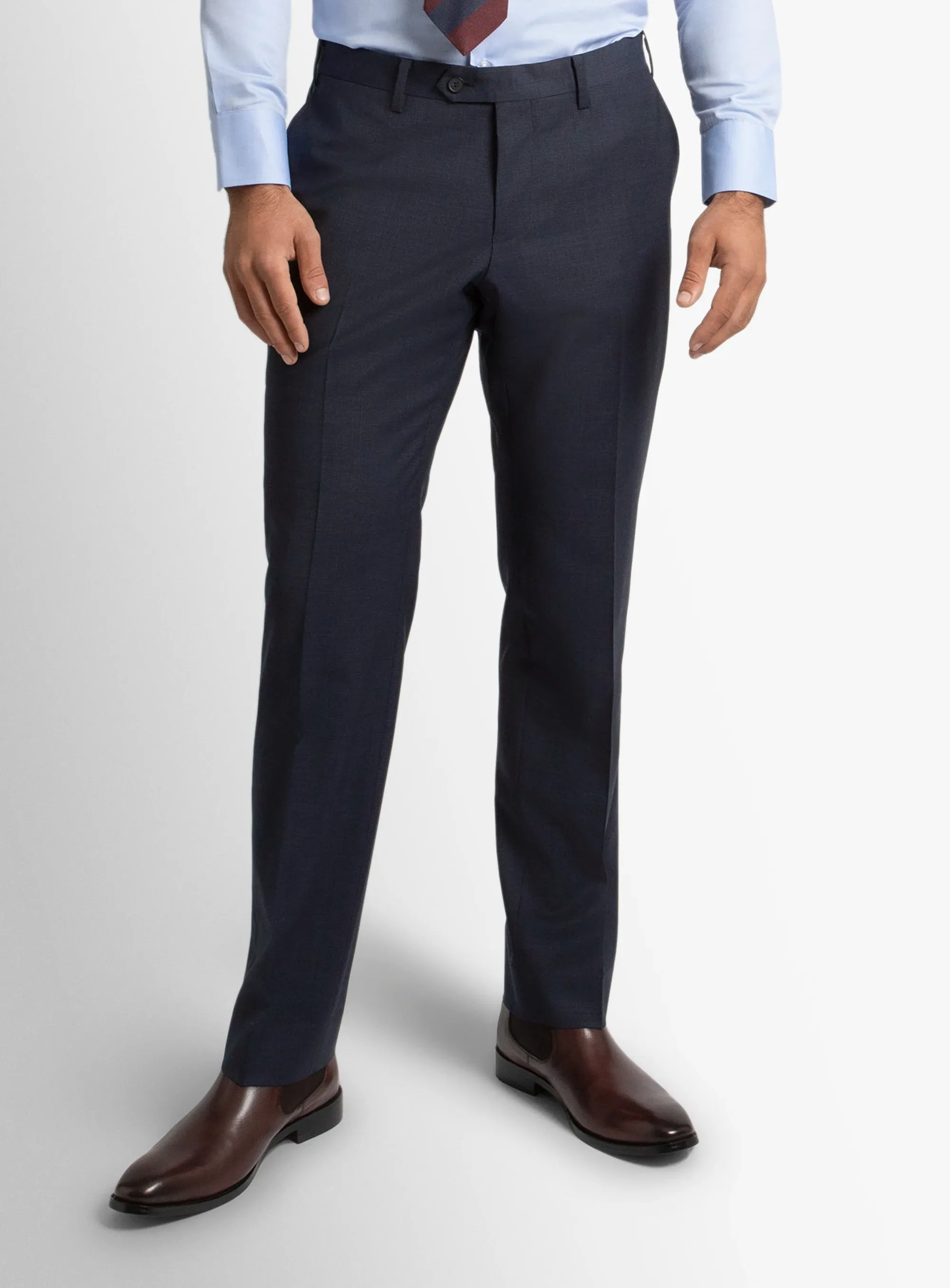 Tear Resistant Fabric High Waist Dexter Micro Navy Suit Trousers