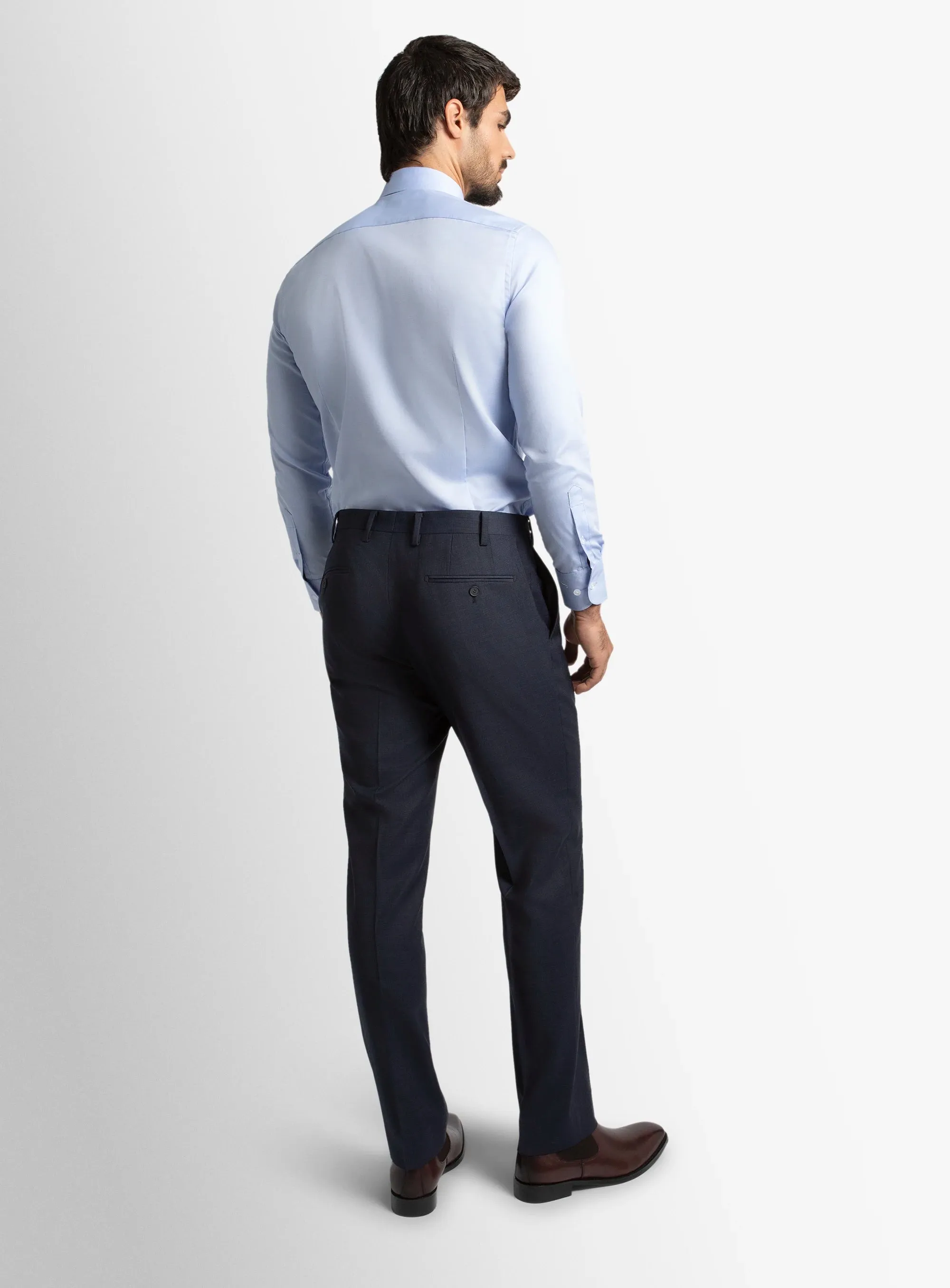 Dexter Micro Navy Suit Trousers Casual Essentials FadeResistant