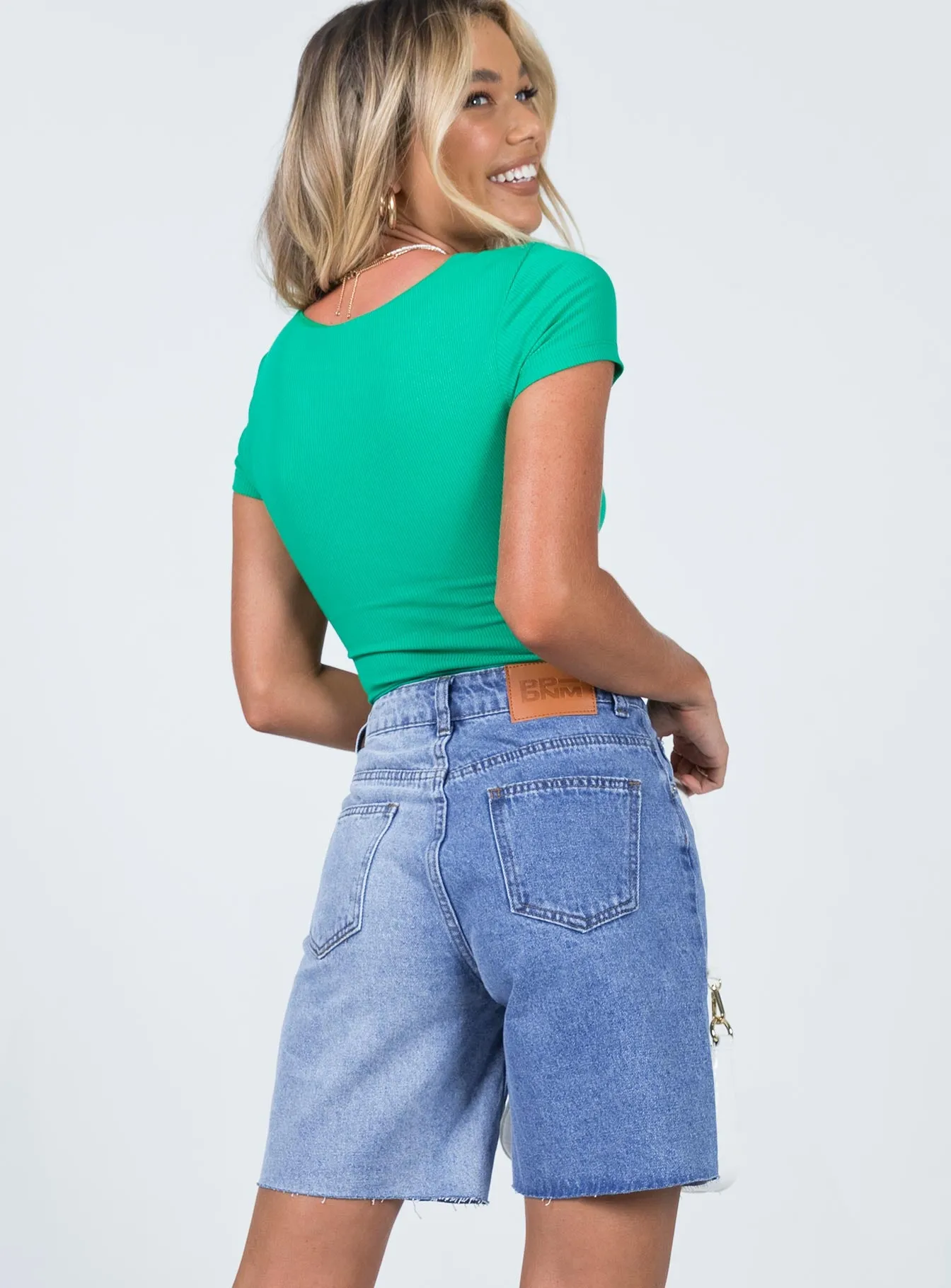 Street Icon Fire Glow Leala Two Tone Denim Shorts