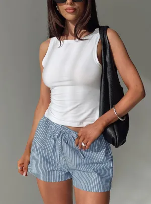 Veridian Shorts Blue Stripe Tencel Blend Fabric