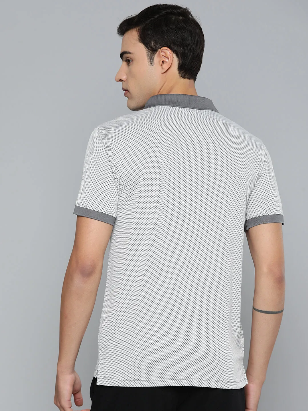 Alcis Men Grey Colourblocked Polo Collar Dry Tech Slim Fit Sports T-shirt Breathable Underarm Vents