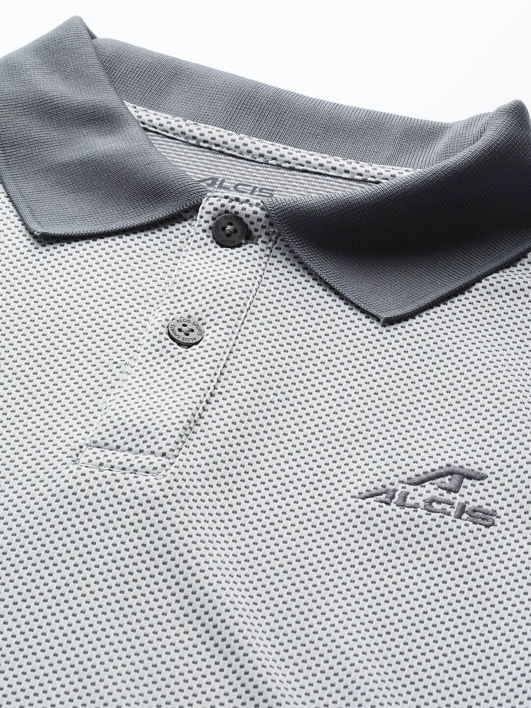 Breathable Jersey TearResistant Fiber Alcis Men Grey Colourblocked Polo Collar Dry Tech Slim Fit Sports T-shirt