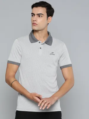 Stylish Detail Alcis Men Grey Colourblocked Polo Collar Dry Tech Slim Fit Sports T-shirt