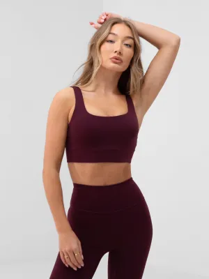Apex Pro Sports Bra - Deep Burgundy Contrast Stitching