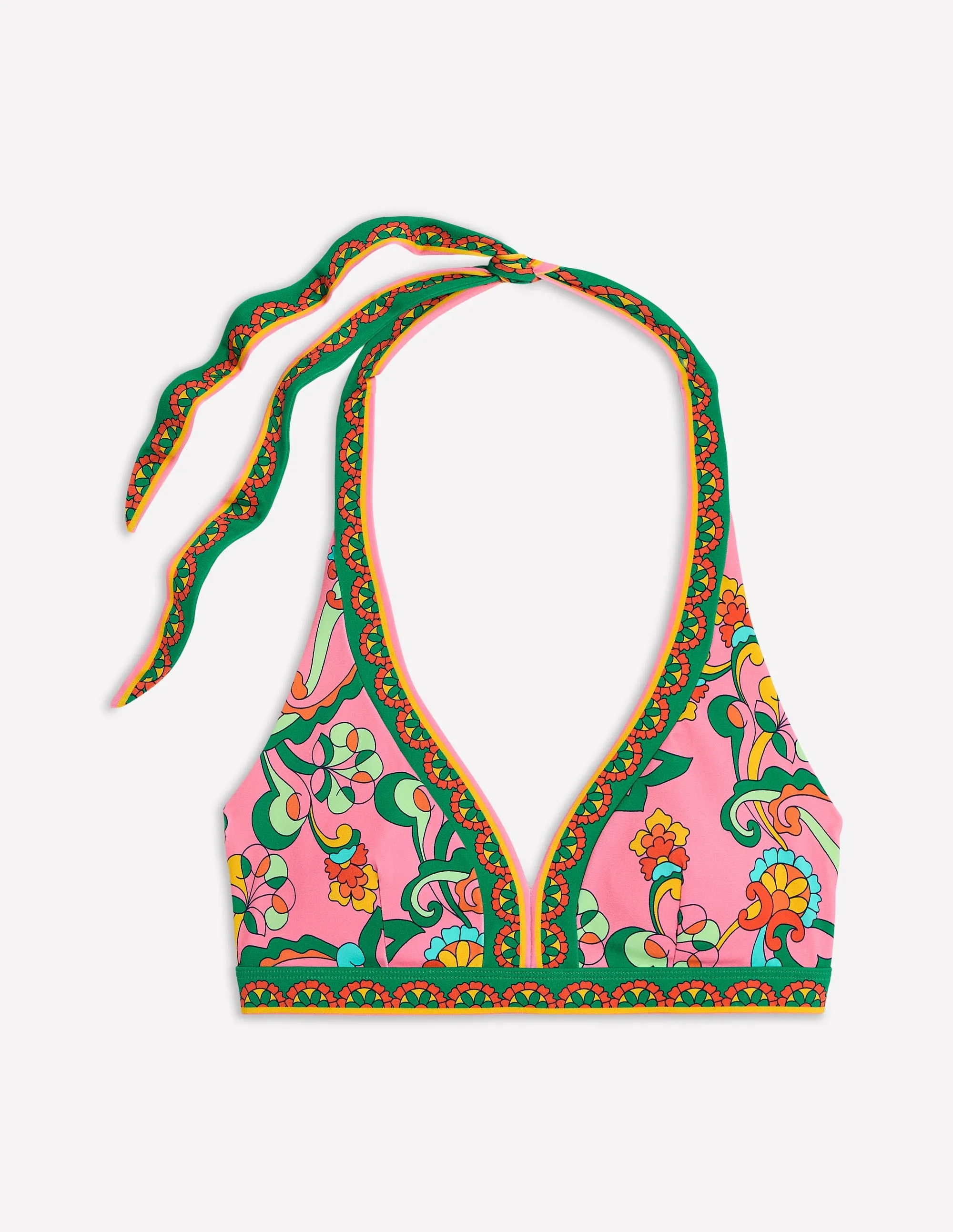 Ios V Panel Bikini Top-Pink Rose, Foliage Trail Ocean-Inspired Holiday mode