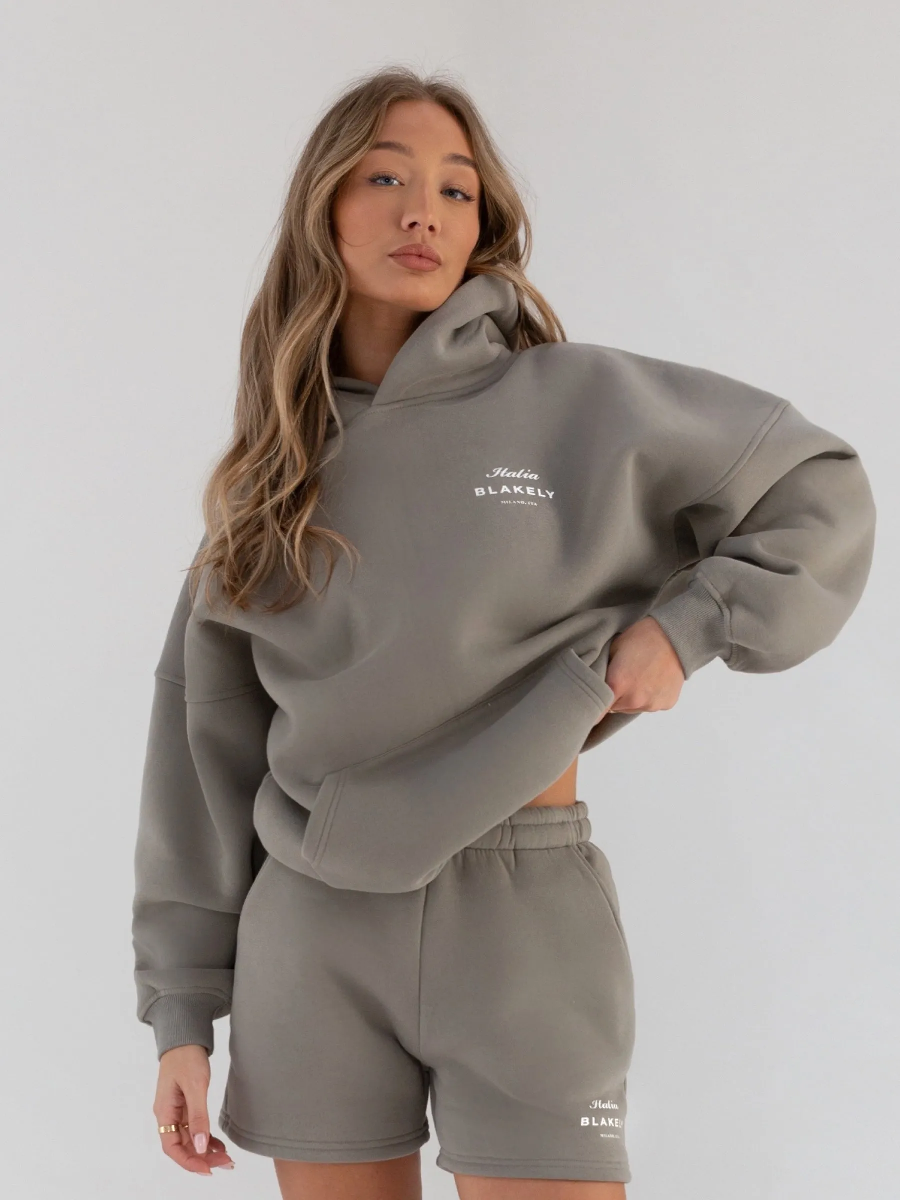 Street Look Wear Cycling wear Italia Oversized Hoodie - Stone Grey
