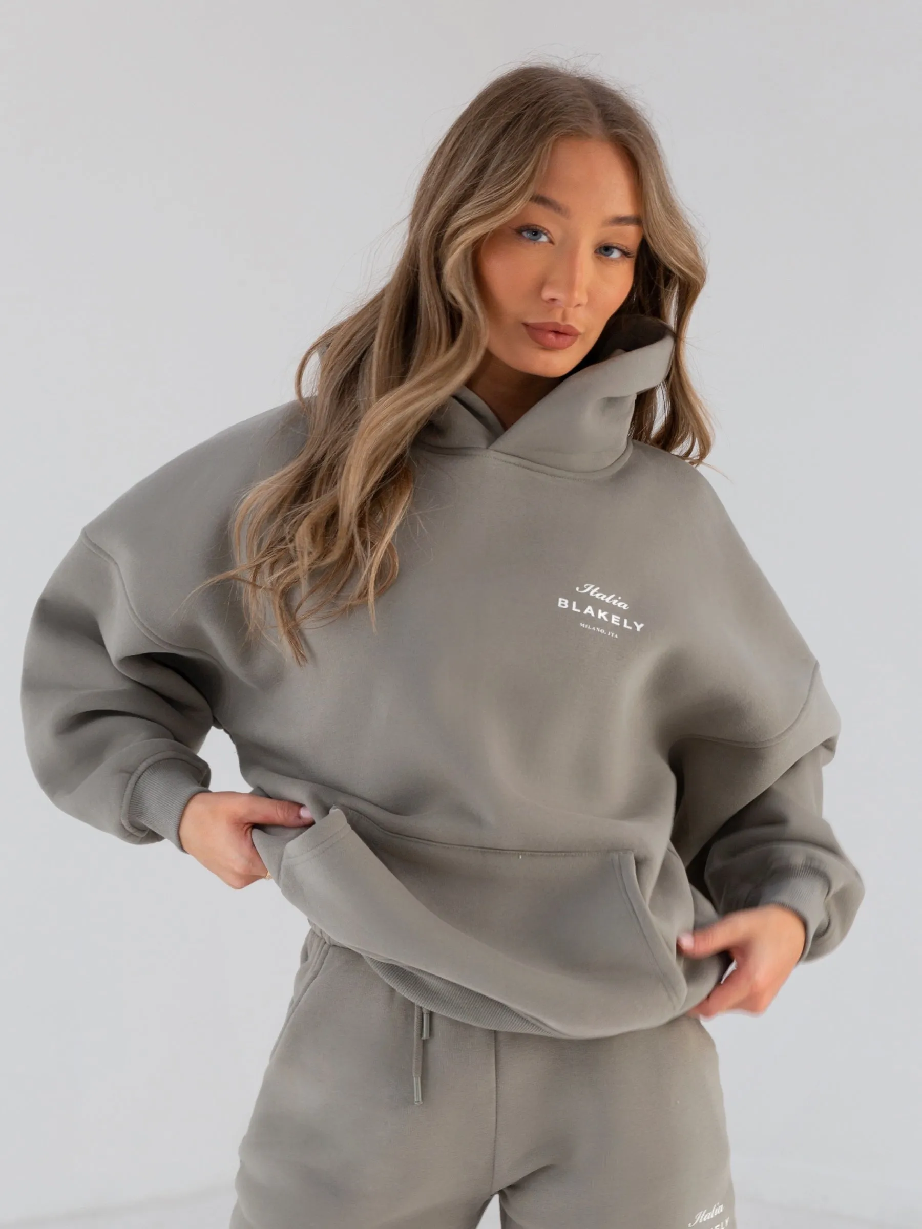 Urban Cool Italia Oversized Hoodie - Stone Grey