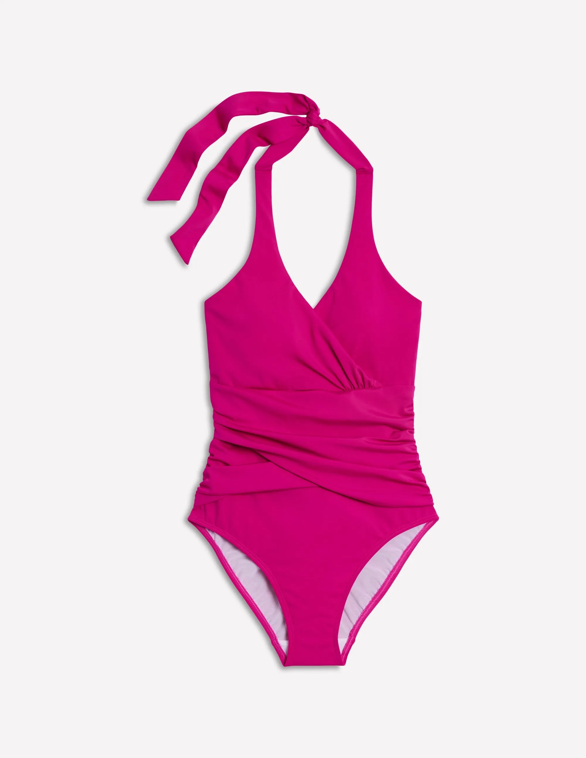 Cruelty Free Non Abrasive Zipper Levanzo Halter Swimsuit-Jewel Pink
