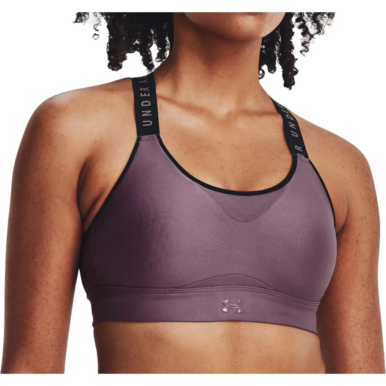 Under Armour Infinity High Womens Sports Bra - Purple Versatile Strap Configuration Ribbed waistband