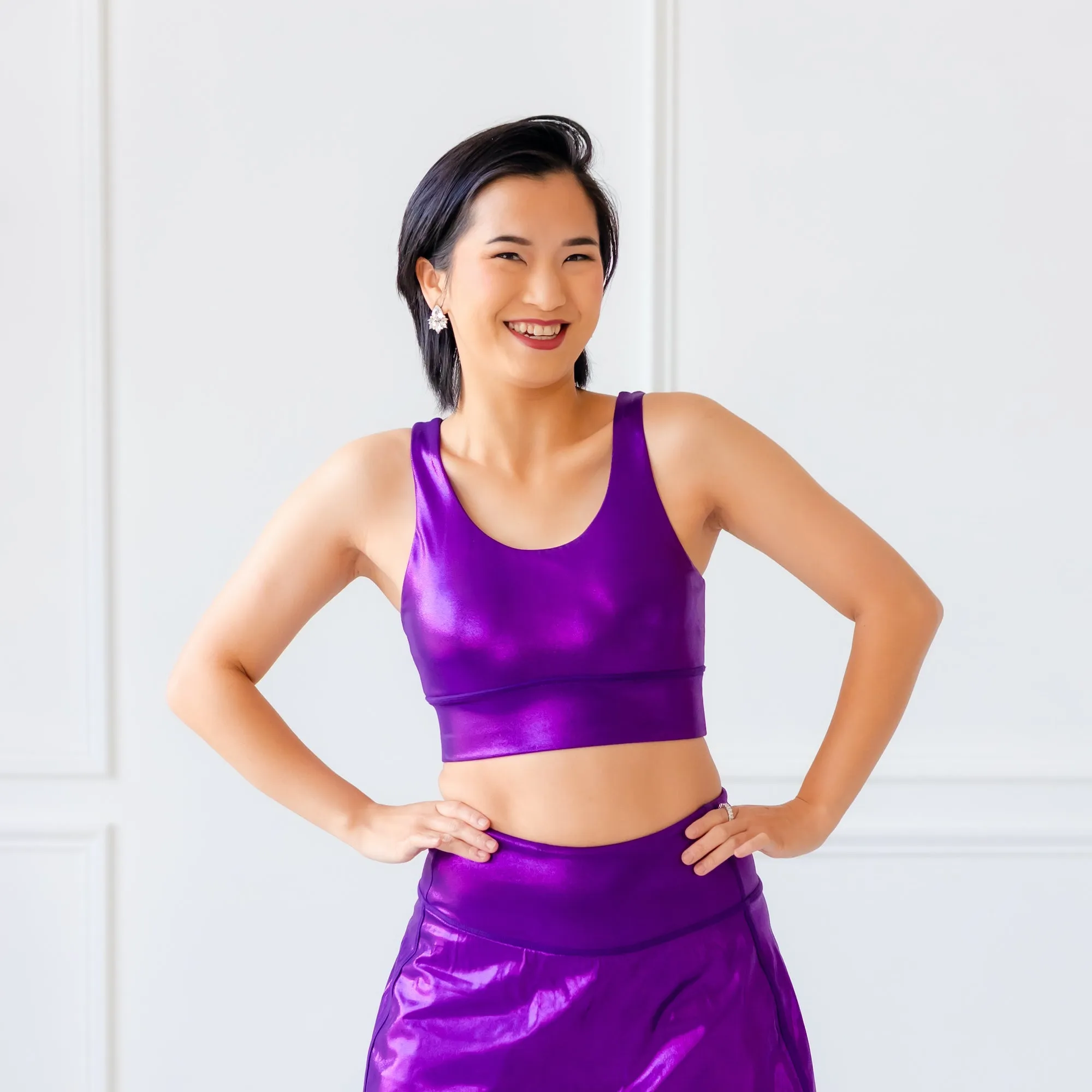 Non-Chafing Material Amethyst Jewel Sports Bra