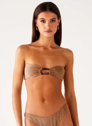 Sun Spell Bikini Top - Gold Neutral Buoyancy Fabric Casual Comfort