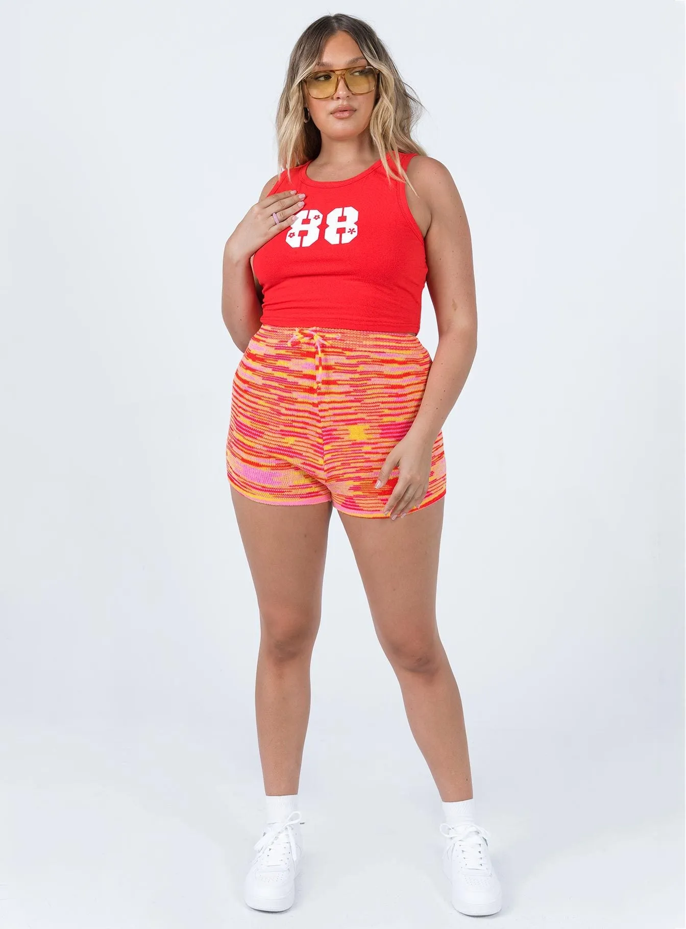 Leo Knit Shorts Orange FadeResistant Daily Use