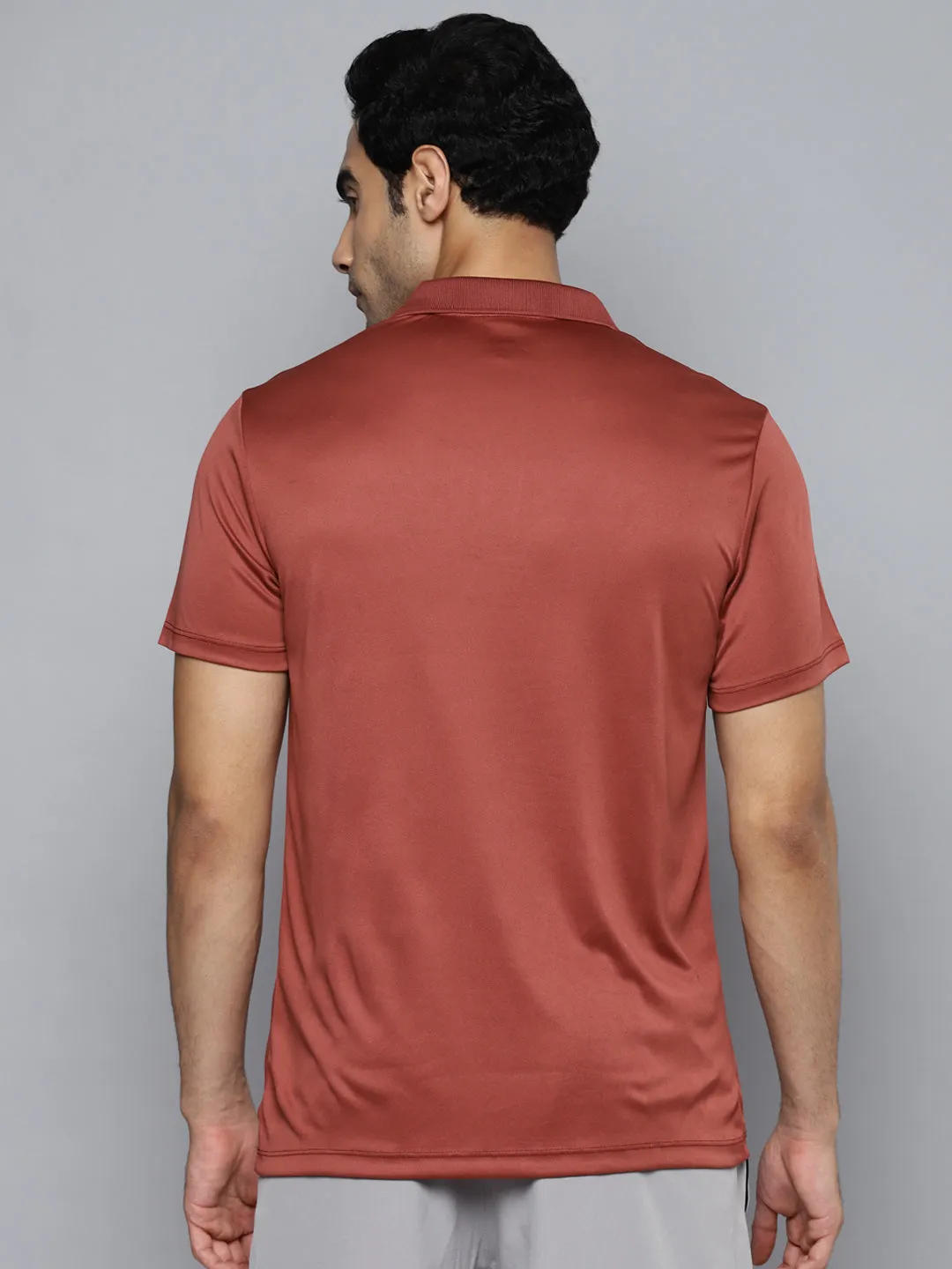 Alcis Men Rust Printed Polo Collar Slim Fit T-shirt Smart Outfit