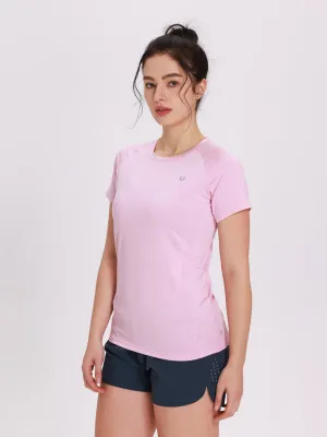 Breathable Underarm Gusset Women's Yoga Compression Running Shirts Solid Color Short Sleeve T-Shirts Seamless Shoulder