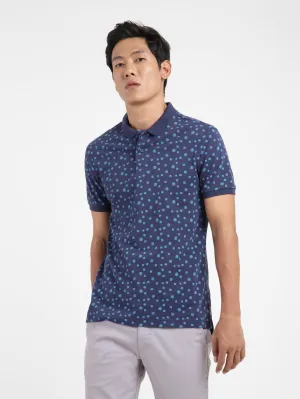 Men's Polka Dot Polo T-shirt Reinforced Collar Stay