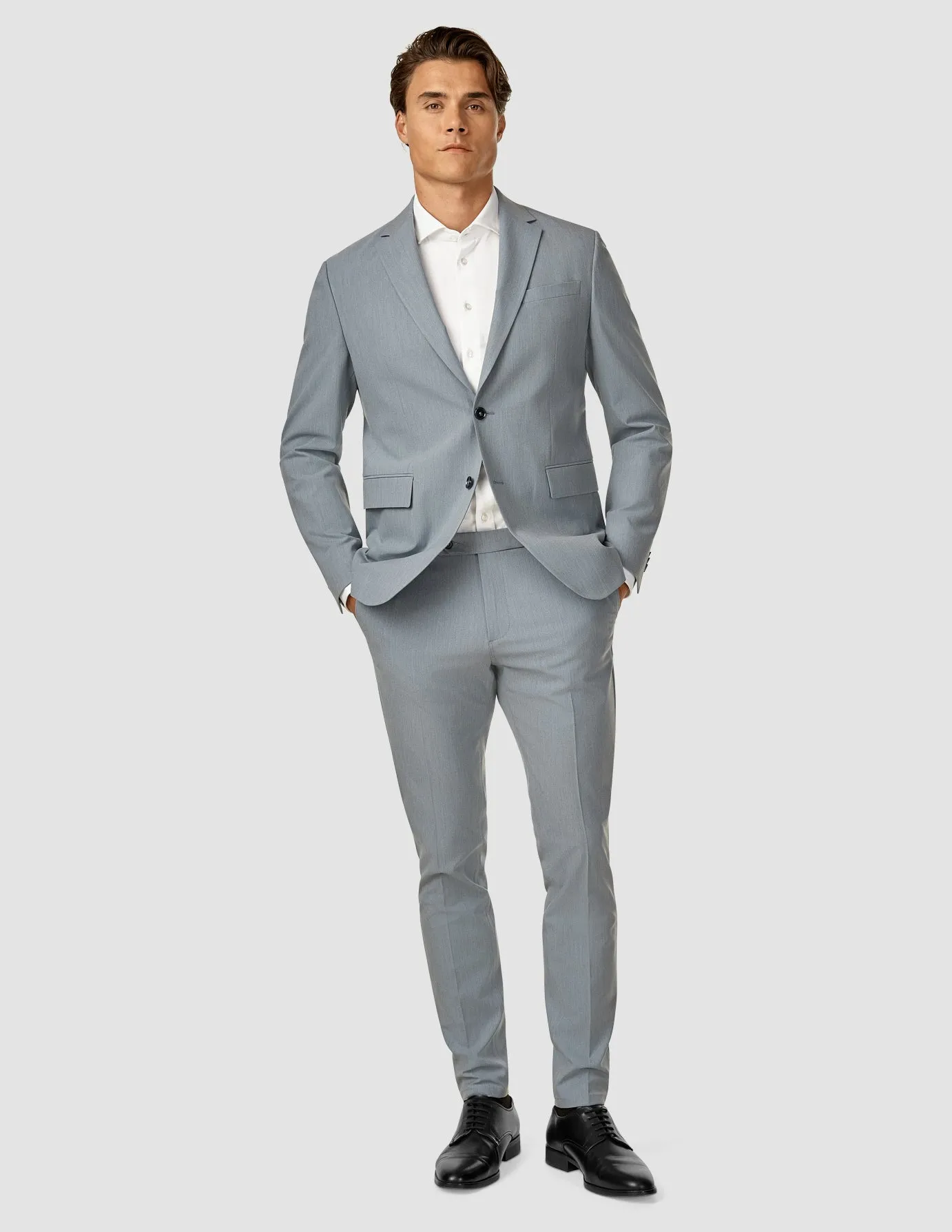 Essential Suit Pants Slim Light Blue Melange Easy Care