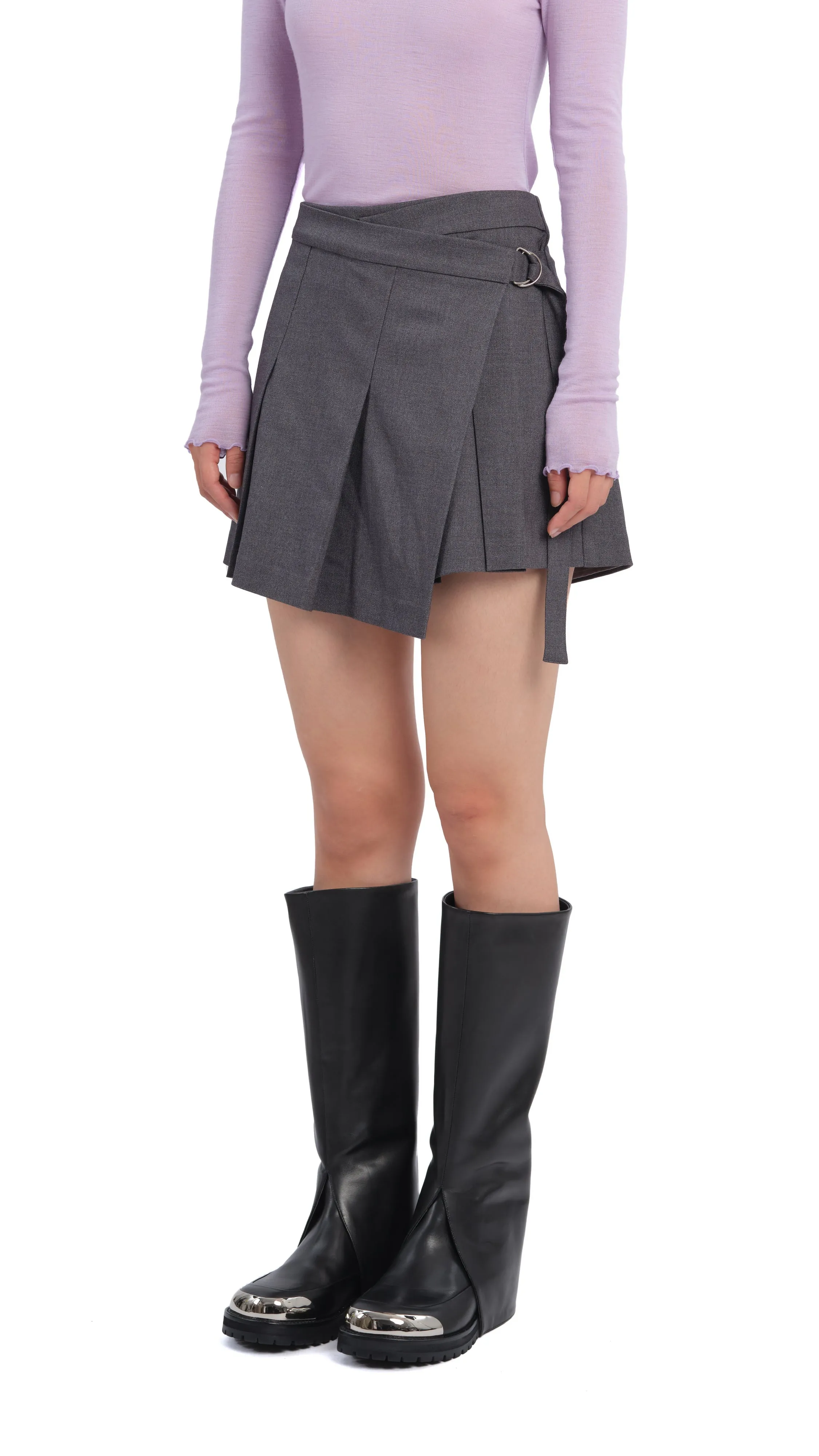 Pleated Wrap Shorts DoubleLayered Fabric