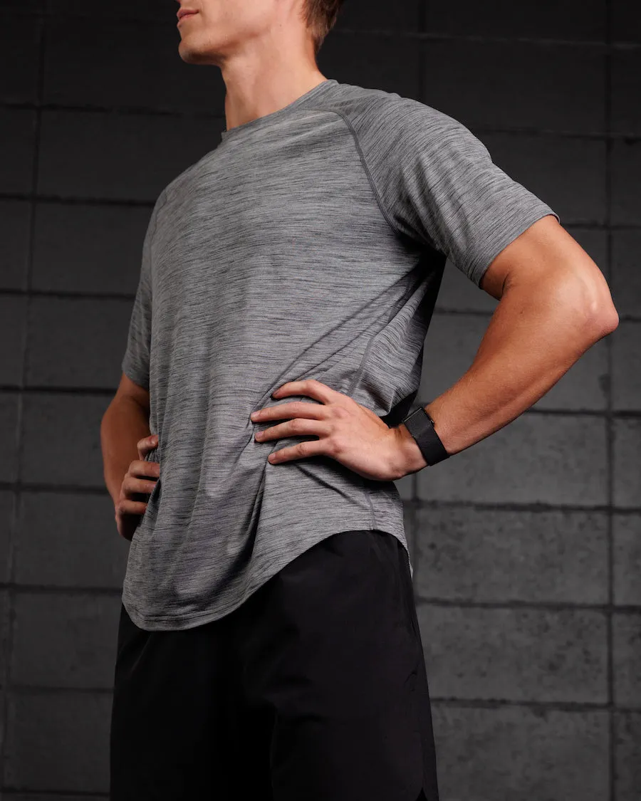 SmartTech Raglan Shirt | Charcoal Heather Heart Glow